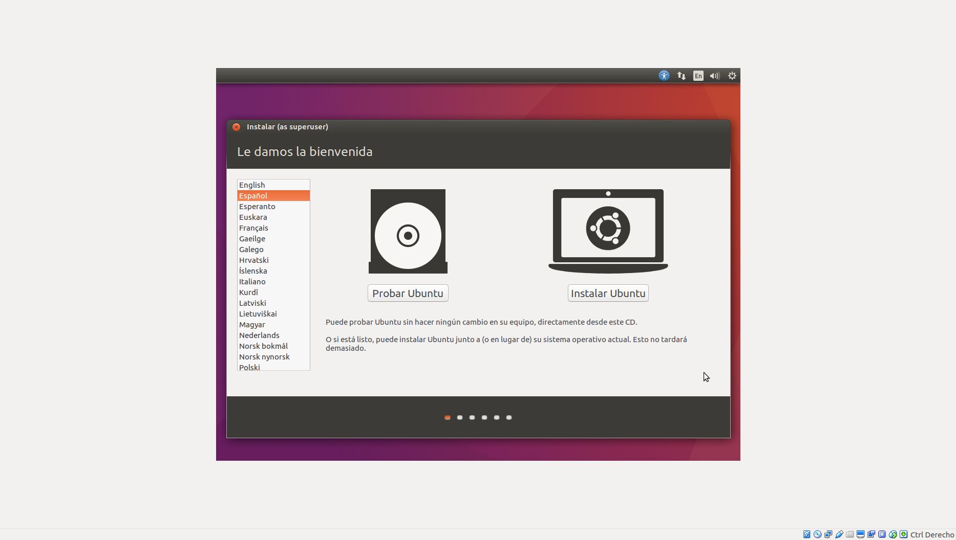 Probar o instalar Ubuntu