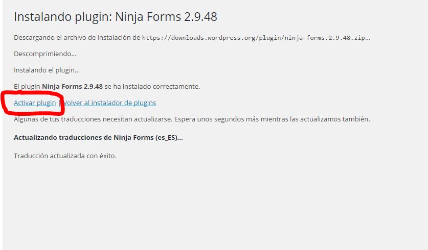 Activar plugins Ninja Forms